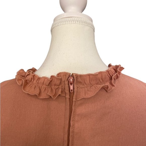 Trixxi Dress XL Ruffle Tiered Mini Deep V Puff Sleeve Boho Cottagecore Fit/Flare - Picture 5 of 11